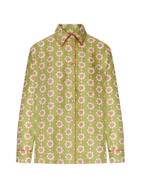 La DoubleJ floral-print silk shirt Green SHI0001SIL001AMB08