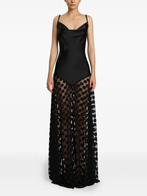 MIAU by Clara Rotescu Sunna polka-dot cowl-neck maxi dress Black SUNNA