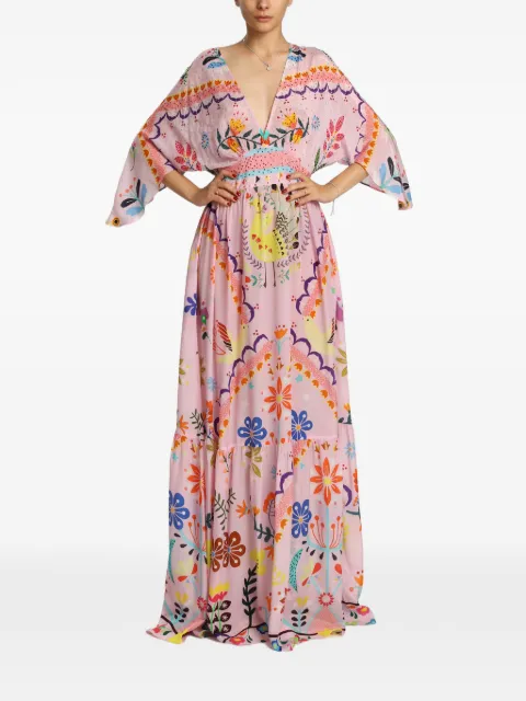 MIAU by Clara Rotescu Bagatelle floral-print crystal-embellished maxi dress Pink BAGATELLE