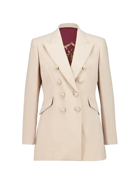 Johanna Ortiz Herencias Del Alma palm tree-embroidered double-breasted jacket Neutrals PT03164
