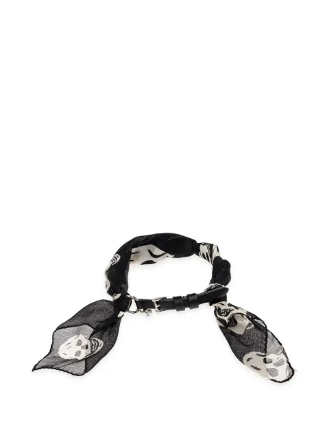 Alexander McQueen skull-print silk-wrapped bracelets Black A0002V1JAAL