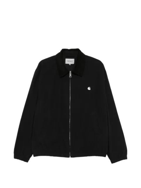 Carhartt WIP Madison logo-embroidered corduroy-collar zip-up ripstop cotton jacket Black I036804