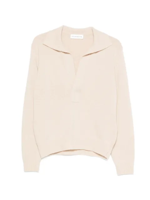 Victoria Beckham polo-collar long-sleeve sweater Neutrals 1326KJU007475A