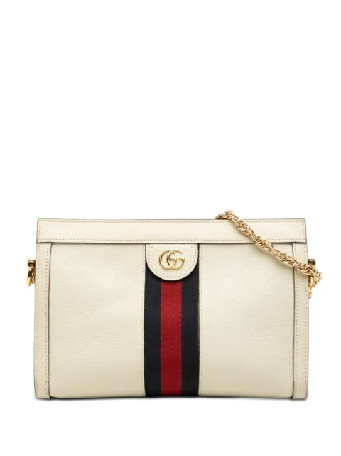 Gucci Pre-Owned 2000-2015 Small Calfskin Web Ophidia Chain crossbody bag White HN0J9YBT9QTIS7LV