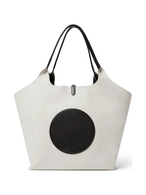 Stella McCartney Logo-patch canvas tote bag White 7B0206WP0751