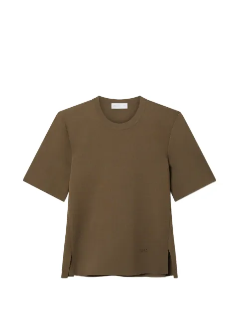 Stella McCartney SMC embroidered side-slit T-shirt Brown 6K11573S2638