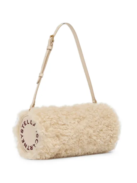 Stella McCartney logo-patch faux-shearling shoulder bag Neutrals 7P0087WP0747