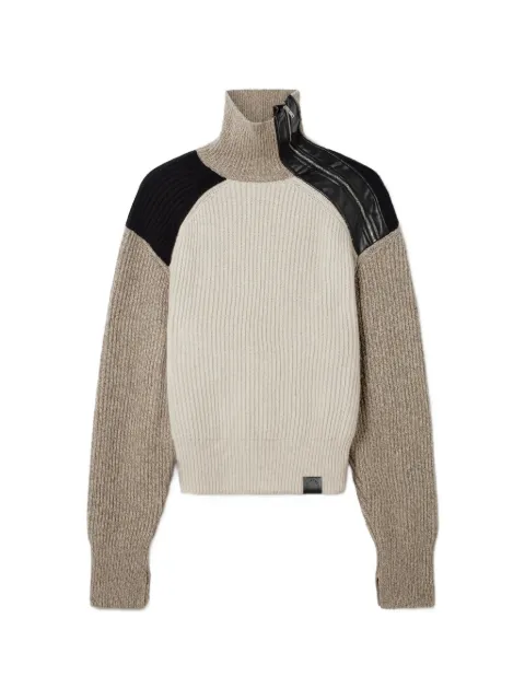 Stella McCartney zip-panel ribbed-knit sweater Neutrals 6K12393S2661