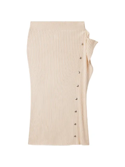 Stella McCartney ribbed-knit press-stud midi skirt Neutrals 6K12473S2654