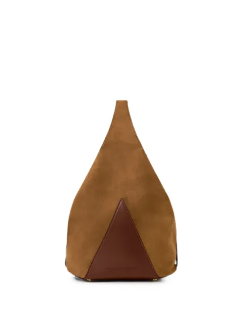 Stella McCartney logo-engraved triangular shoulder bag Neutrals 7B0207WP0750