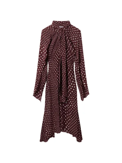Stella McCartney polka-dot tie-neck asymmetric dress Red 6A07093IS217