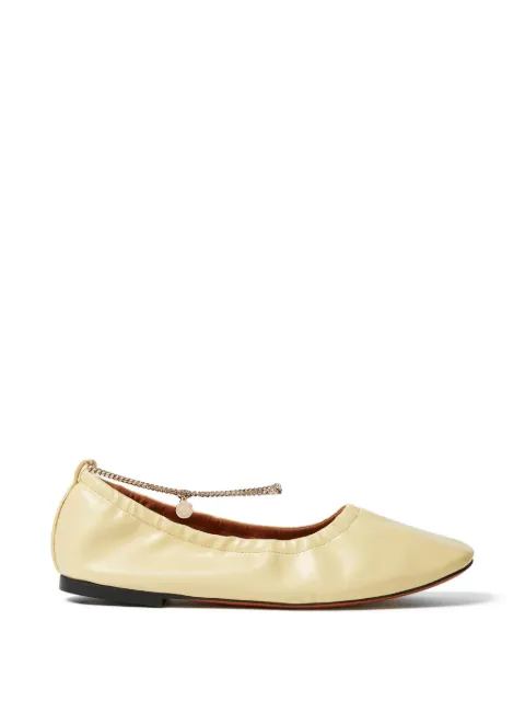 Stella McCartney chain-embellished ruched ballet flats Neutrals 810659E00291