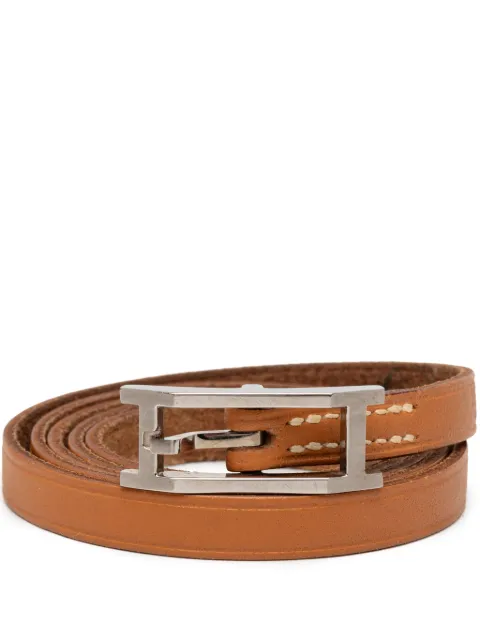 Hermès Pre-Owned 1999 Leather Behapi Double Tour Bracelet costume bracelet Brown OW0TFGPWHOWJSGE9