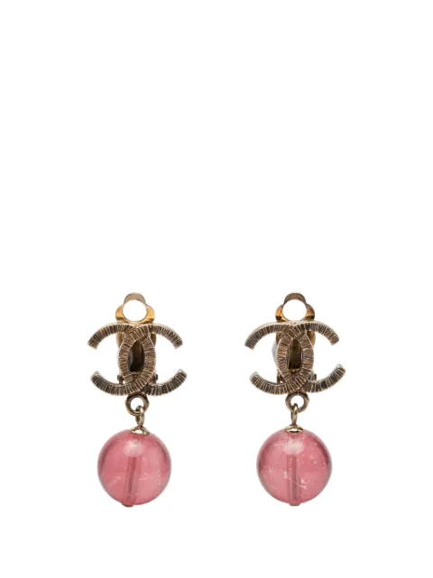 CHANEL Pre-Owned 2010 CC Brass Resin Drop Clip On Earrings costume earrings Gold 8ZF8MH02C7N2WVNQ