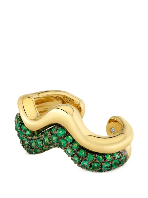 SHAY Wave emerald ear cuff Gold SE465S