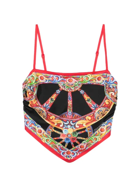 Dolce & Gabbana Carretto-print silk top Black F7BR6TGDDTI