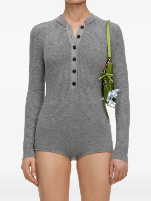 Self-Portrait grey button knit playsuit Grey AW26108JSGR