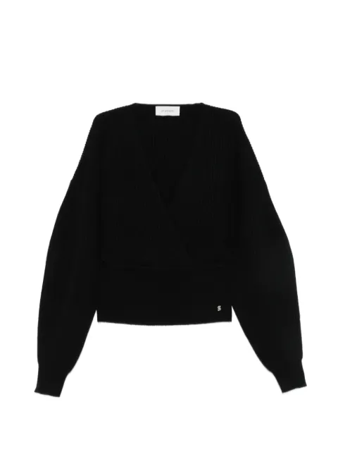 Sportmax ribbed wrap-style sweater Black 2622366062600005