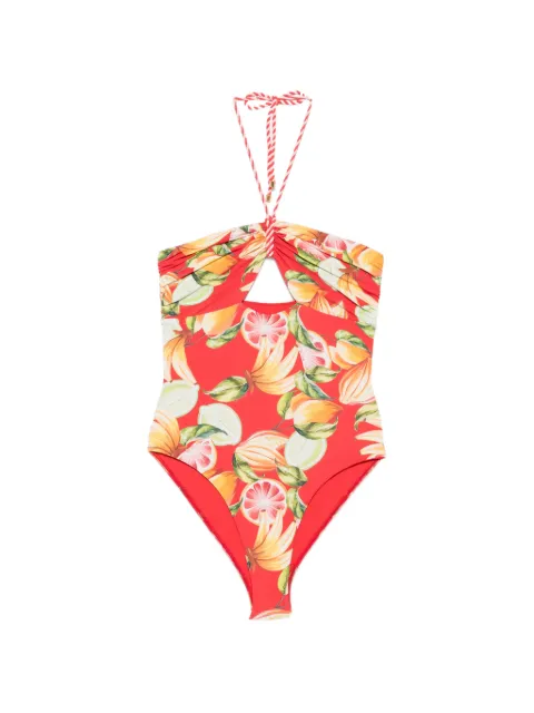FARM Rio fruit-print cutout swimsuit Orange 260512