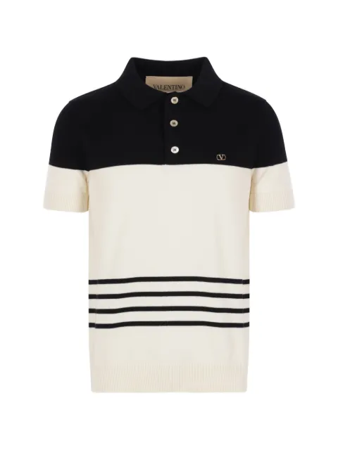 Valentino Garavani VLogo Signature striped polo shirt Neutrals 9V3KP04XB