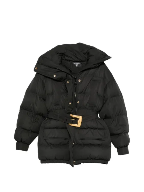 Balmain belted puffer jacket Black HF1TQ040XK09