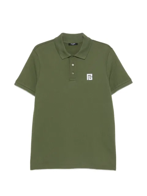 Balmain embroidered-logo polo shirt Green GH1GB085BC87ULN