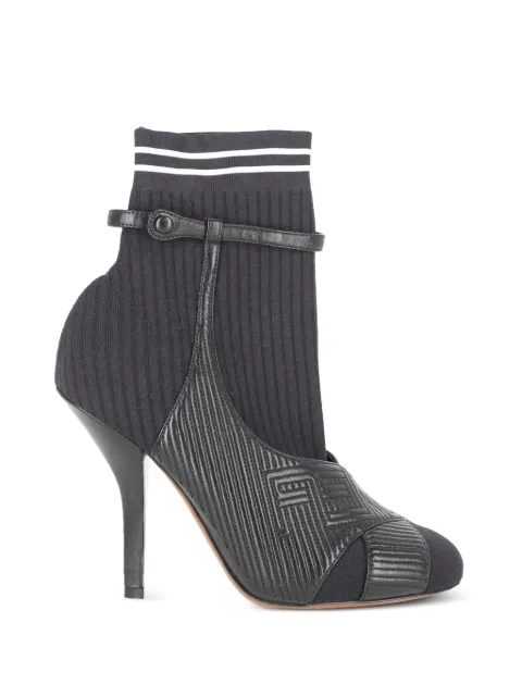 Fendi Pre-Owned striped sock ankle boots Black RFCPUITSH746569W