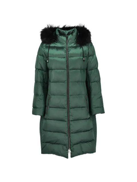 Caractère fur-trim hooded coat Green CVM266132