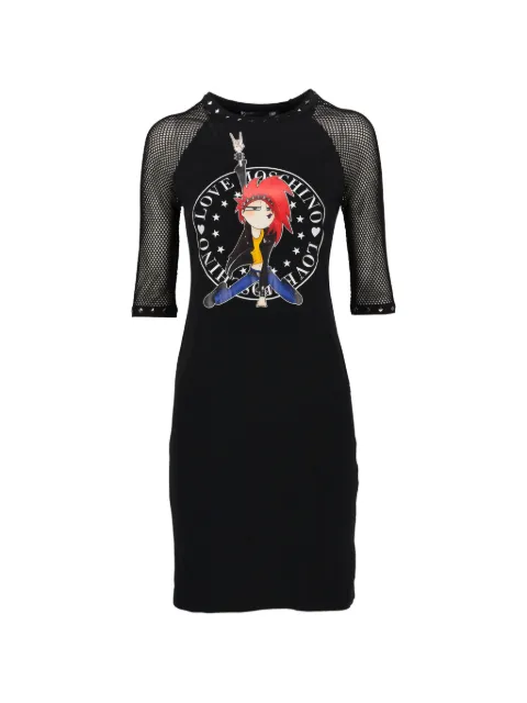 Love Moschino Studded mesh-sleeve dress Black CVB21626