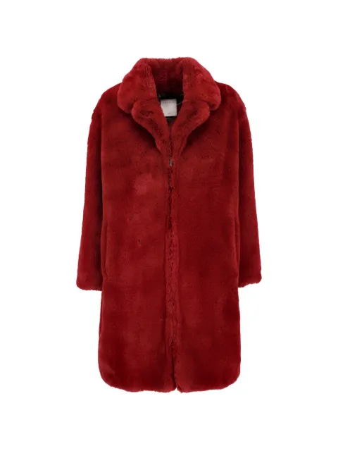 SANDRO faux-fur single breasted coat Red CVM266124