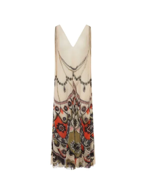 La DoubleJ ornamental-print pleated maxi dress Neutrals DRE0989TUL002PLU03
