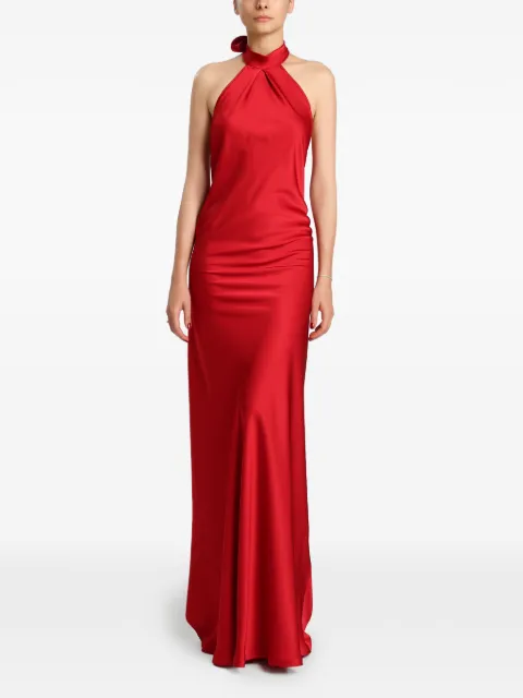 MIAU by Clara Rotescu Hvar halterneck backless maxi dress Red HVAR
