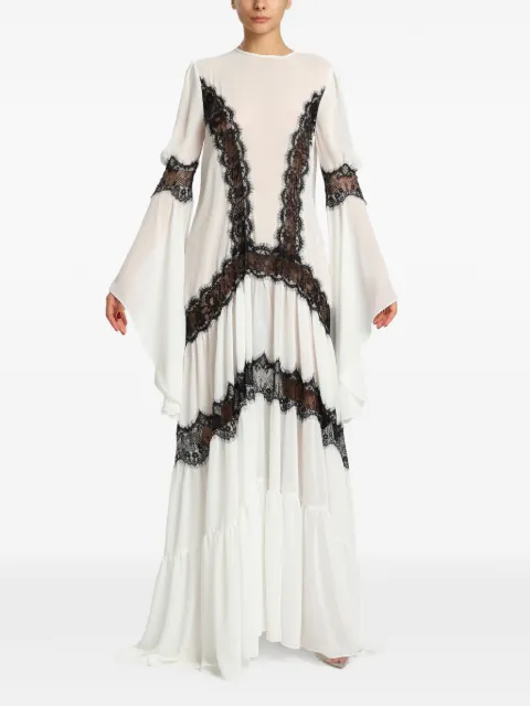 MIAU by Clara Rotescu Rekka lace-trimmed tiered maxi dress White REKKA