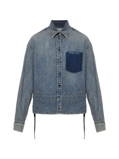 Alexander McQueen logo-print chest-pocket denim jacket Blue 871832QMAD8