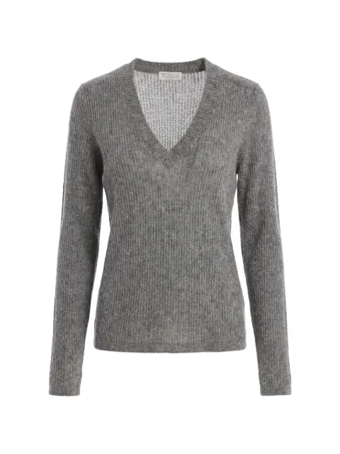 Brunello Cucinelli ribbed-knit V-neck sweater Grey MFR493702CZN54