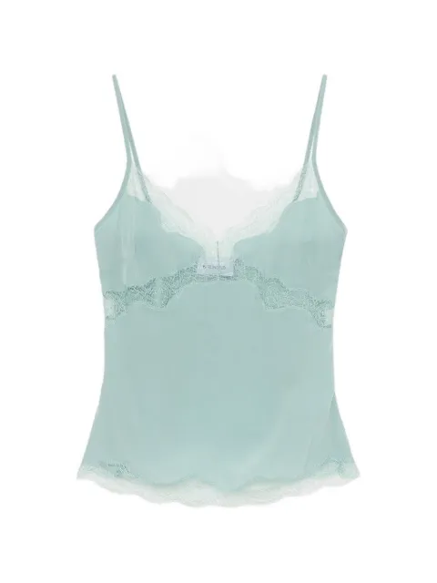 16Arlington Clio lace-trim satin top Green T444SS2605