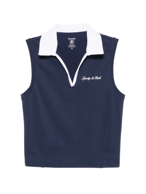 Sporty & Rich sleeveless contrast-collar top Blue TO02475326BL107