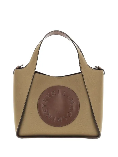 Stella McCartney logo-patch canvas tote bag Green 513860WP0746