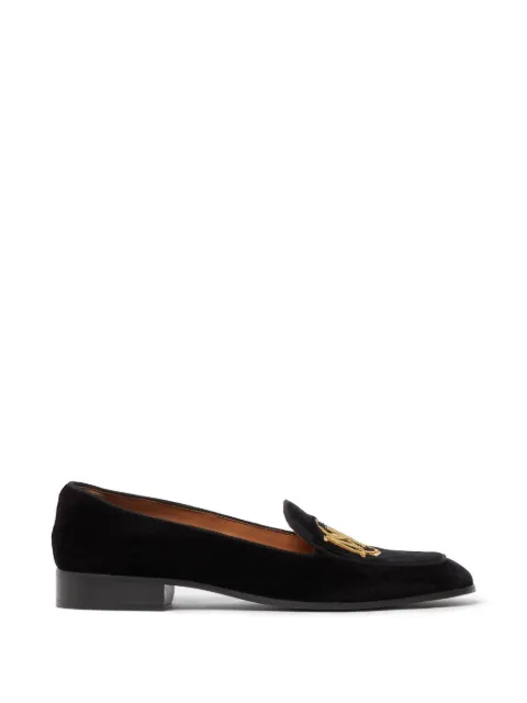 Stella McCartney logo-embroidered velvet loafers Black 810695E00266