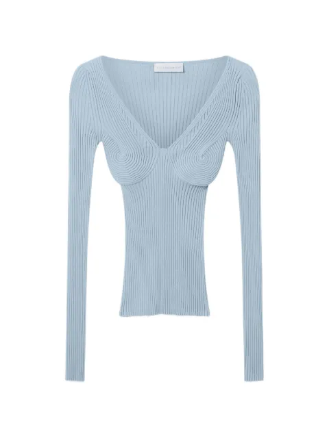 Stella McCartney ribbed-knit V-neck top Blue 6K12293S2655
