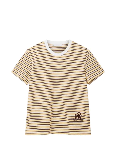 Stella McCartney striped logo-patch T-shirt Yellow 6J04833SQA74