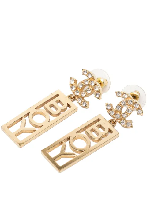 CHANEL Pre-Owned 2022 CC Brass Strass Boy Swing Push Back Earrings costume earrings Gold XTJEMEF90FJLKLWK