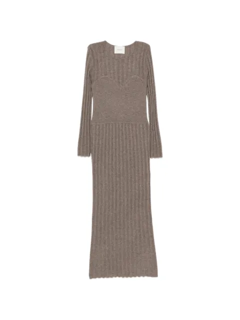 Lisa Yang ribbed-knit long-sleeve maxi dress Brown 2026416