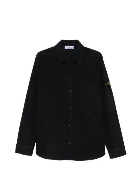 Stone Island logo-patch button-up shirt Black L2S151200030S0228