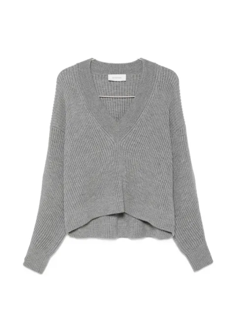 Sportmax ribbed-knit buttoned-sleeves sweater Grey 2622366152600
