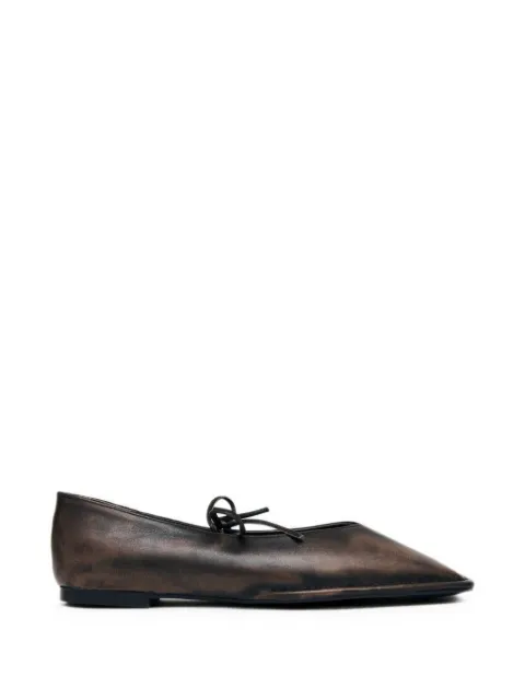 ALOHAS bow-detail square-toe ballet flats Brown S101277