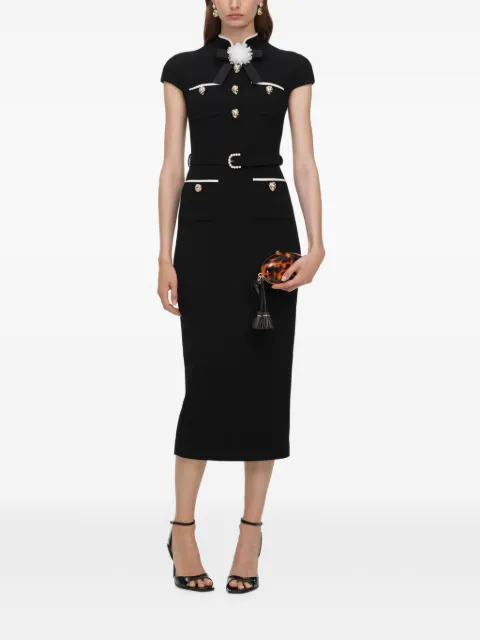 Self-Portrait black wool crepe midi dress Black AW26074MBB