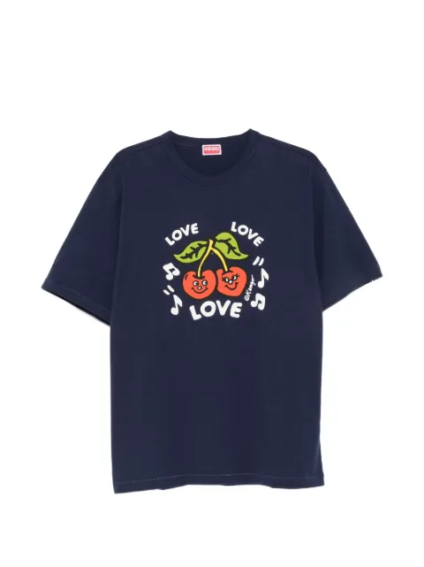 Kenzo cherry-print T-shirt Blue FG65TS2884SG