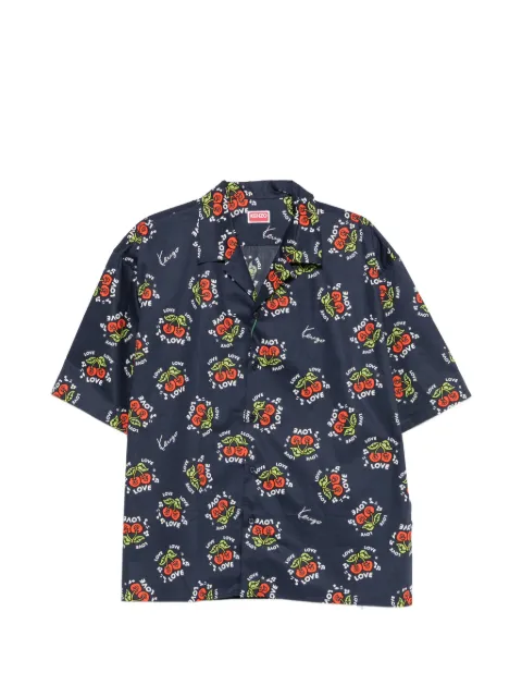 Kenzo cherry-print short-sleeve shirt Blue FG65CH1329O1