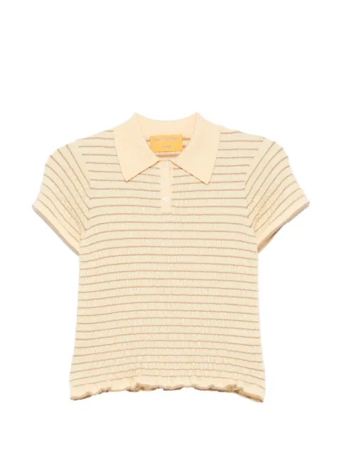 Guest In Residence smocked striped polo shirt Neutrals W42511SF